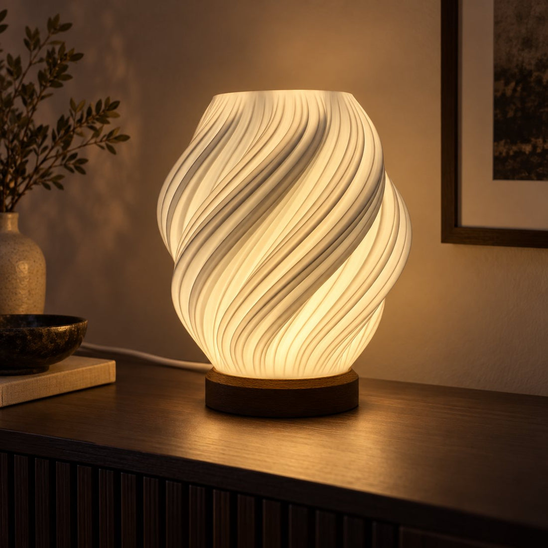 Fractal Bloom 3D printed lamp glowing as a gift idea
