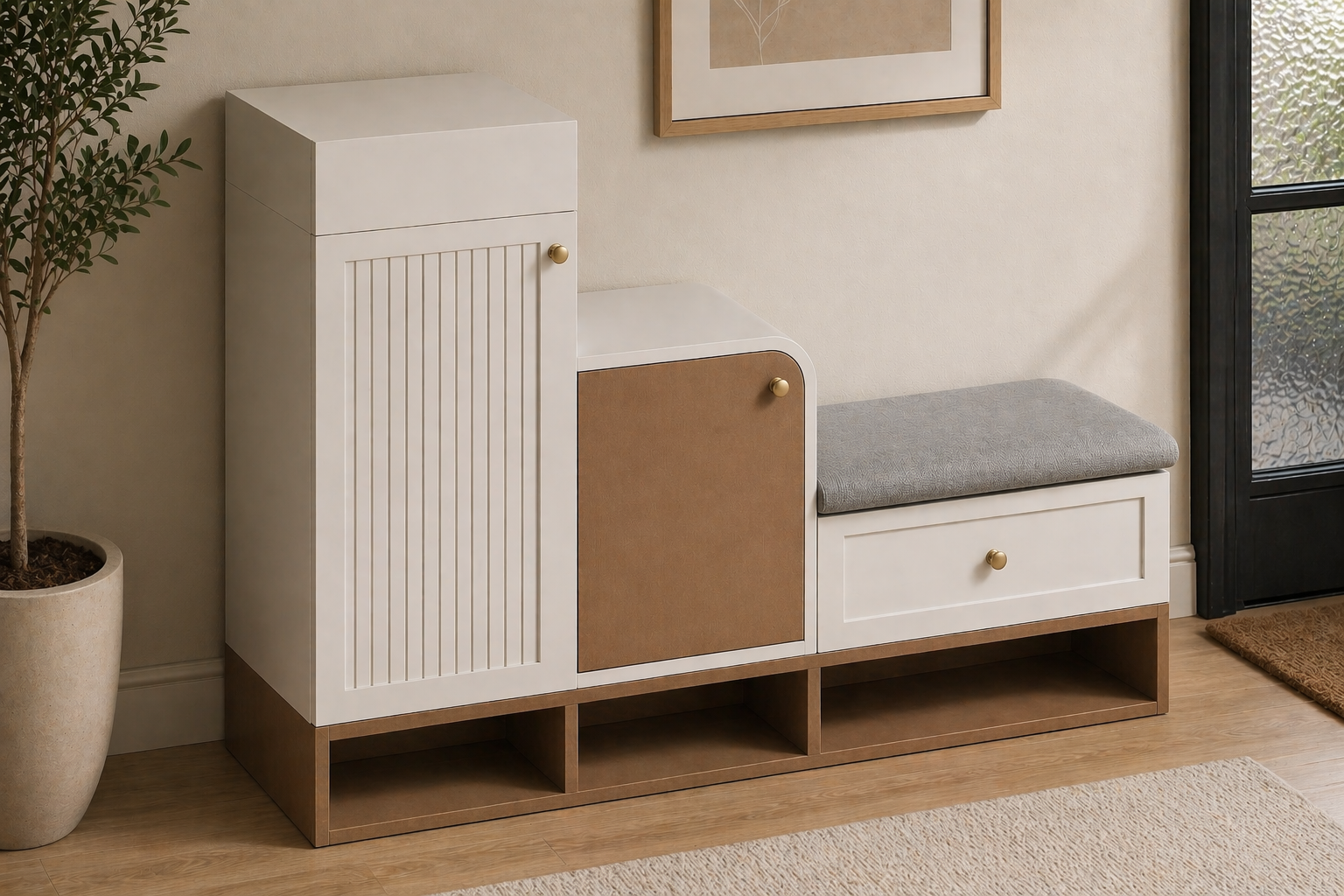 Sculta Entryway Shoe Cabinet with Seating