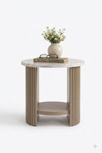 Sculta Aura Fluted Marble Side Table