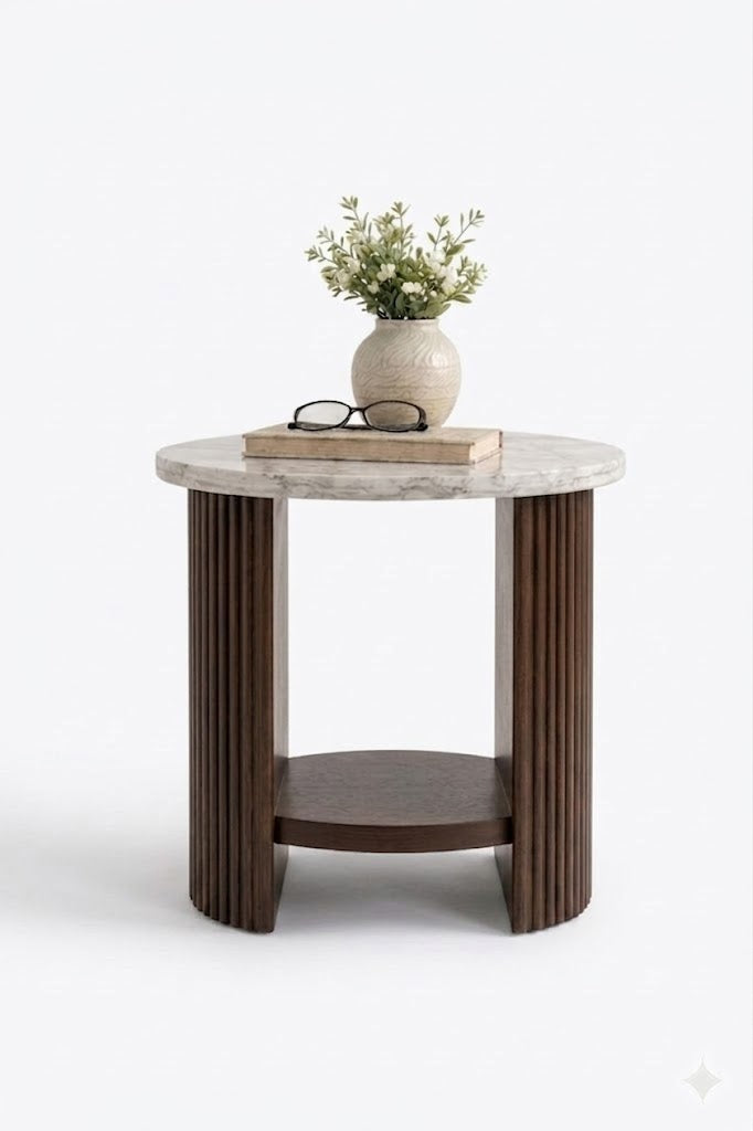 Sculta Aura Fluted Marble Side Table