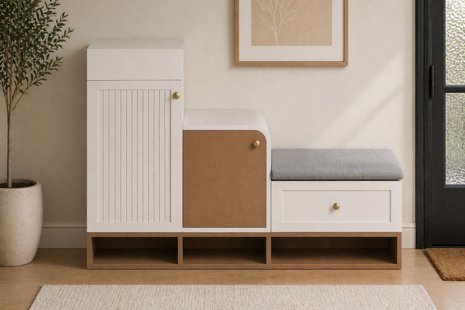 Sculta Entryway Shoe Cabinet with Seating