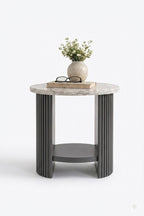 Sculta Aura Fluted Marble Side Table