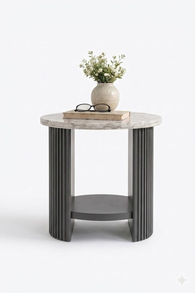 Sculta Aura Fluted Marble Side Table