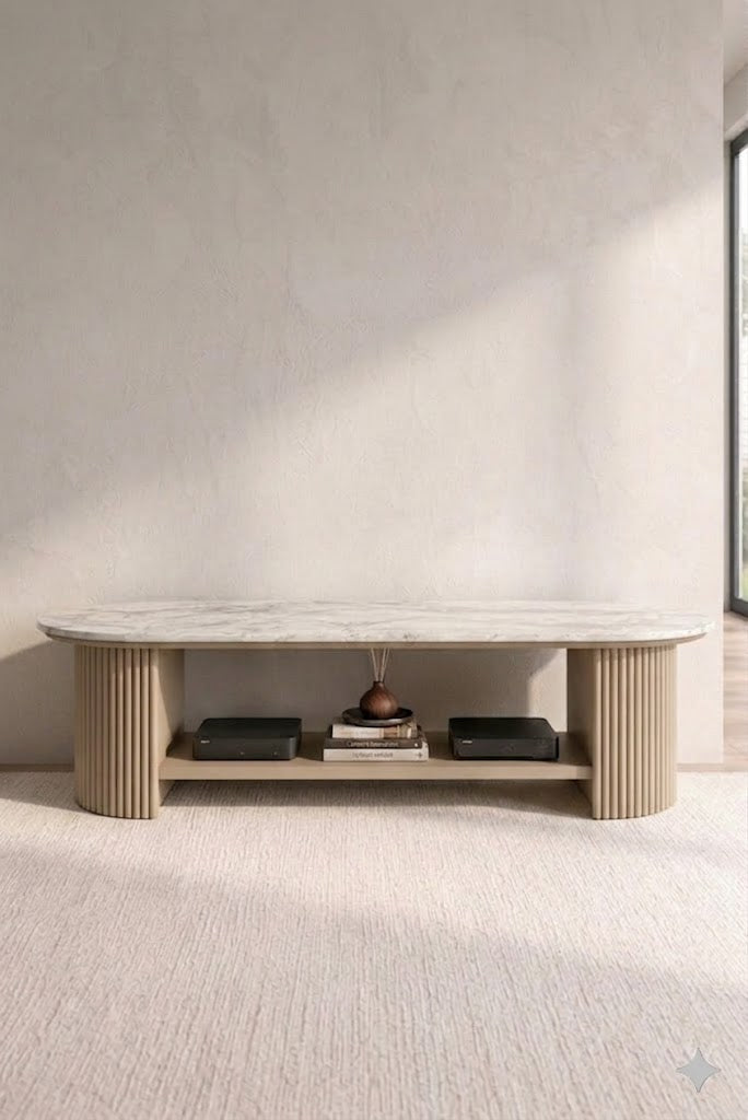 Sculta Aura Fluted Marble TV Console