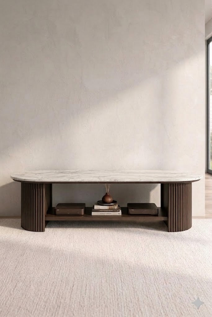 Sculta Aura Fluted Marble TV Console