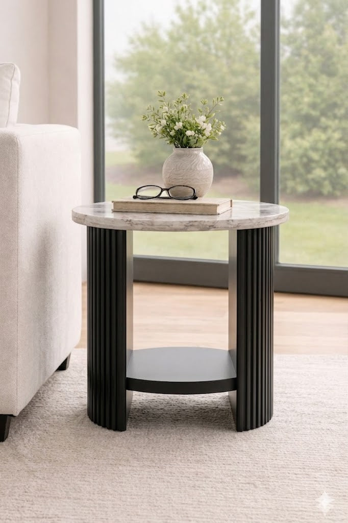 Sculta Aura Fluted Marble Side Table