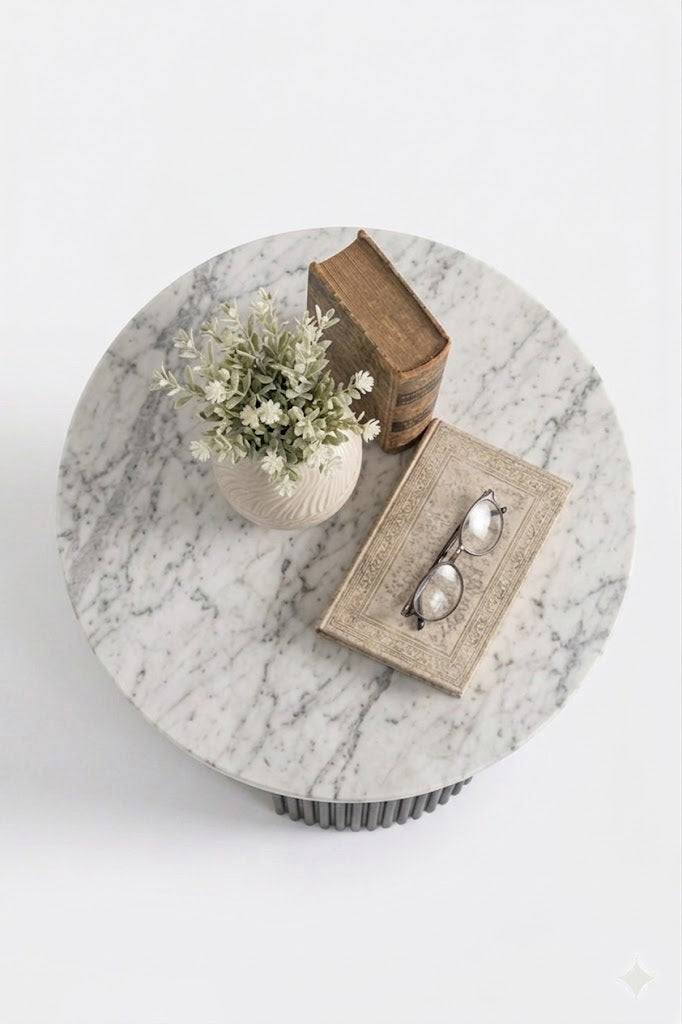 Sculta Aura Fluted Marble Side Table