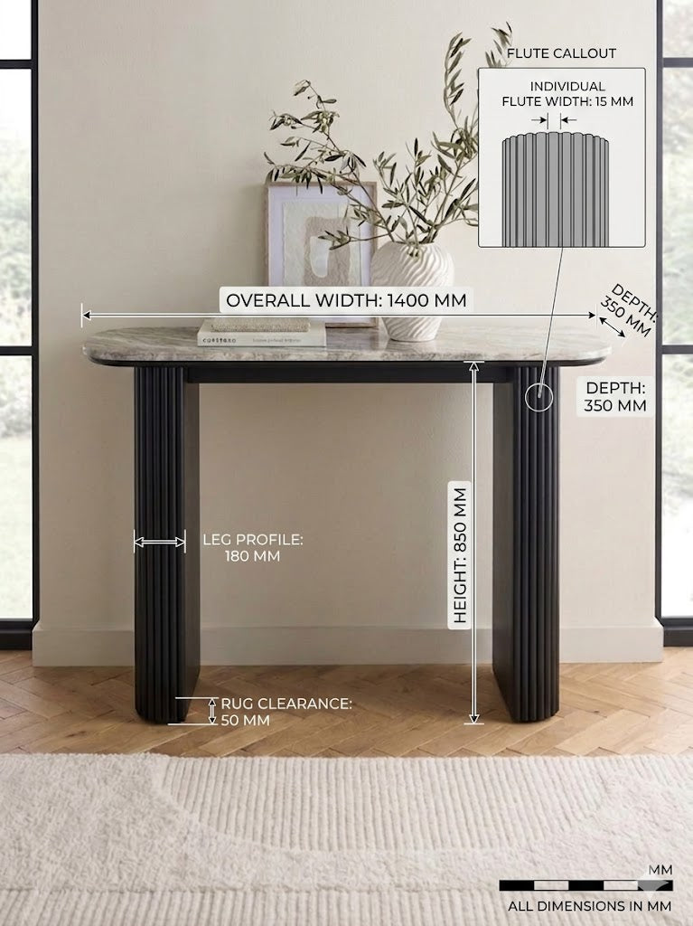 Sculta Aura Fluted Marble Console Table
