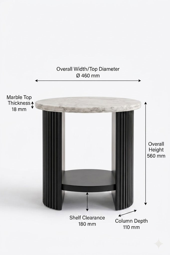 Sculta Aura Fluted Marble Side Table