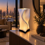 FluxWave 3D printed table lamp (22 cm) styled in a UAE home interior