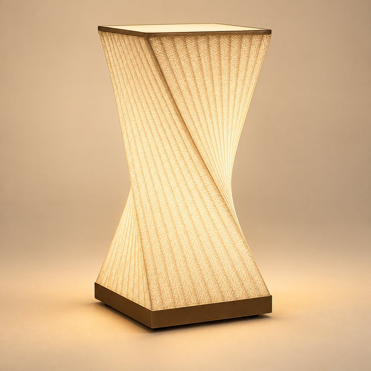 Twistora 3D printed table lamp (18 cm) on a neutral studio background
