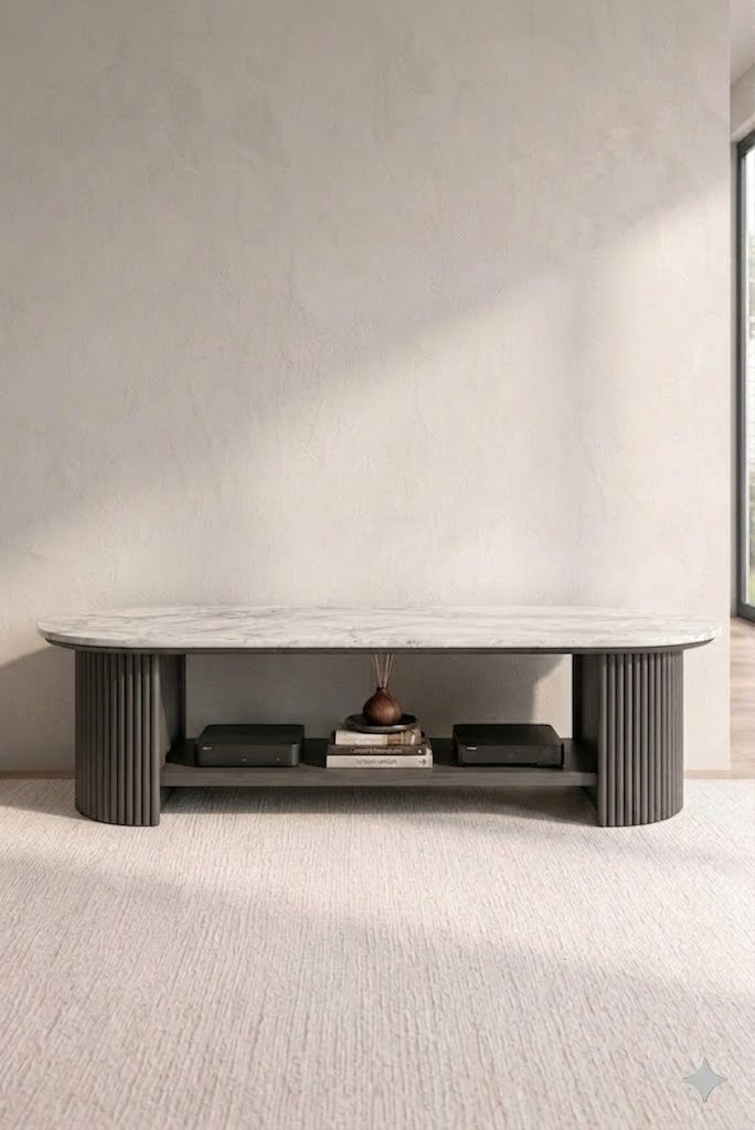 Sculta Aura Fluted Marble TV Console
