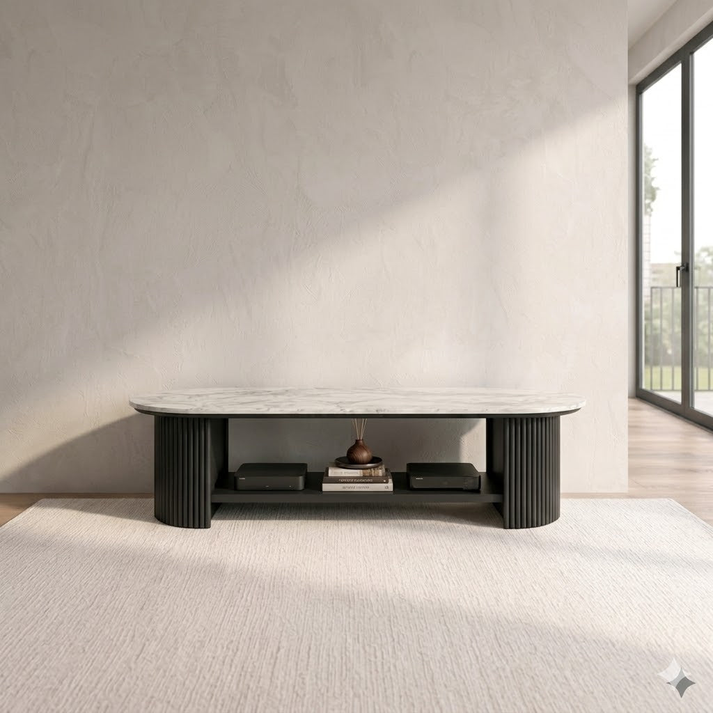 Sculta Aura Fluted Marble TV Console