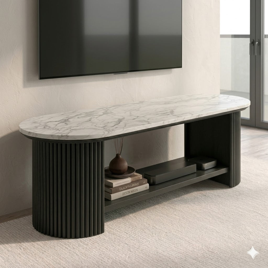 Sculta Aura Fluted Marble TV Console