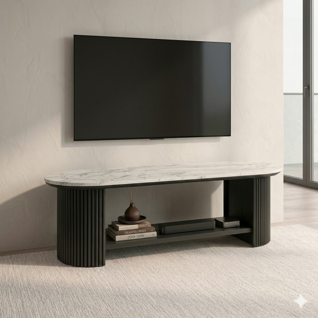 Sculta Aura Fluted Marble TV Console