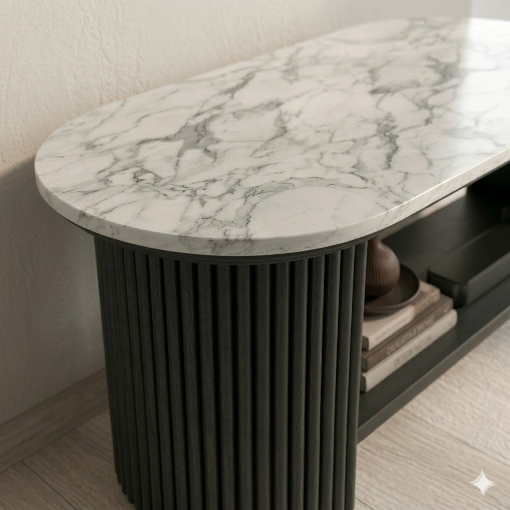 Sculta Aura Fluted Marble TV Console