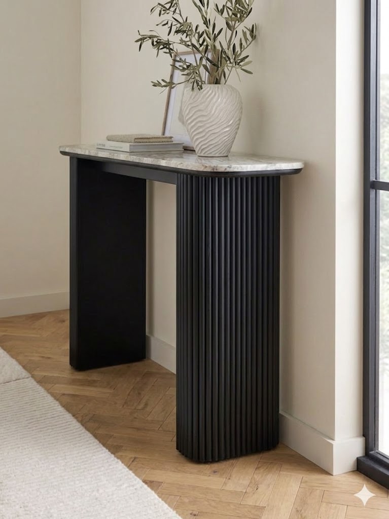 Sculta Aura Fluted Marble Console Table